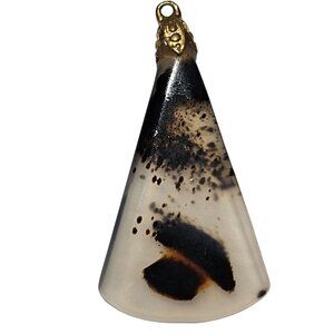 Handmade Resin Pendant Black Ink Design for Necklace Fashion Boho Jewelry Women